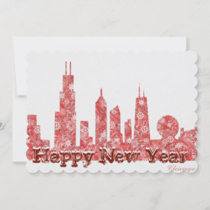Cartão De Festividades Na moda do Feliz ano novo skyline Chicago