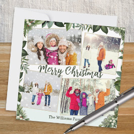 Cartão De Festividades Na moda Elegante Verde 4 Foto Colagem Natal