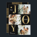 Cartão De Festividades Na moda Modern Black Photo Collage Joy Natal<br><div class="desc">Apresentando uma design de tartã preto e dourado moderna, esta placa é a combinação perfeita de elegante e tendências. Personalize com sua foto favorita da família e mensagem personalizada para torná-la realmente única. Quer você esteja compartilhando alegria de férias ou enviando amor de longe, esta carta adiciona um toque de...</div>