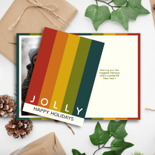 Cartão De Festividades Na moda Modern Color Strips Foto de Natal