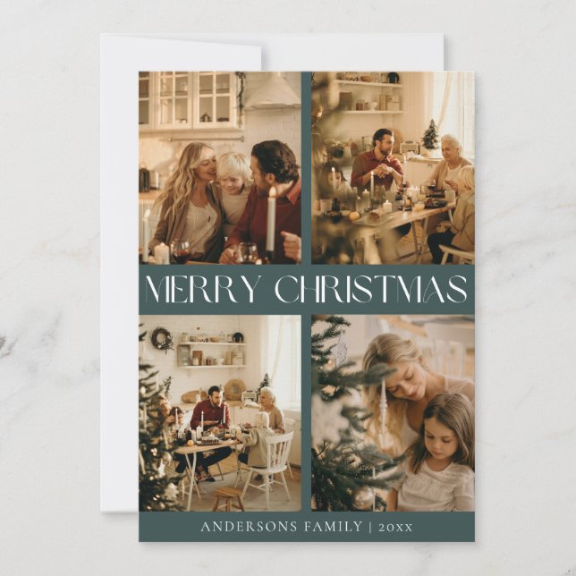 Cartão De Festividades Na moda moderno - Natal simples e verde escandinav (Frente)