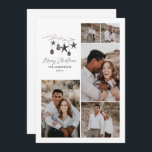 Cartão De Festividades Na moda preto branco elegante botânico moderno<br><div class="desc">Preto,  moderno e elegante cor-de-água russa bege natural Cores contemporâneos escandinavos bege,  preto e branco,  cartão de Natal com fotos múltiplas,  preto e branco.</div>