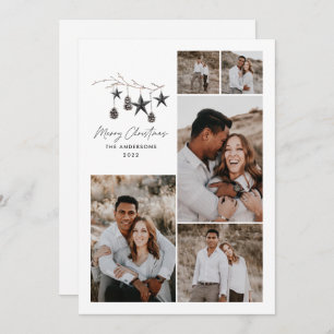 Cartão De Festividades Na moda preto branco elegante botânico moderno