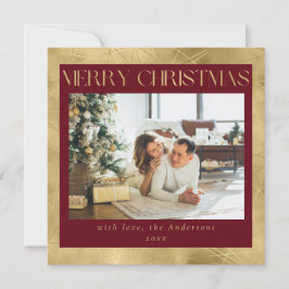 Cartão De Festividades Na moda Vermelho Moderno e Faux Dourado 1 Foto Nat