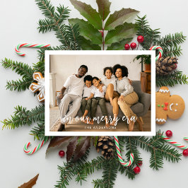 Cartão De Festividades Na nossa Feliz Era Foto Engraçado Natal