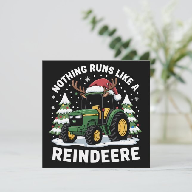 Cartão De Festividades Nada Funciona Como Um Trator De Natal De Renas  (Em pé/Frente)