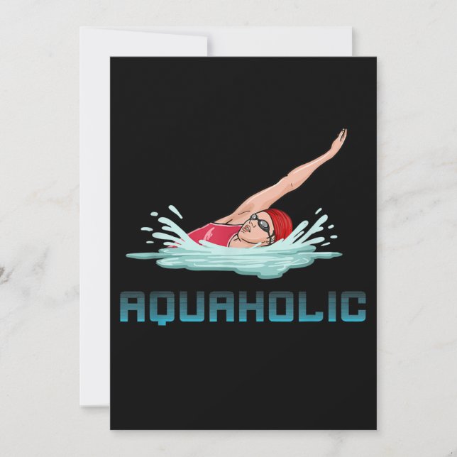 Cartão De Festividades Nadar Boné Óculos Natação Adorando Menina Nadadora (Frente)