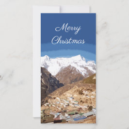 Cartão De Festividades Namche Bazaar e vista da montanha, Nepal Natal