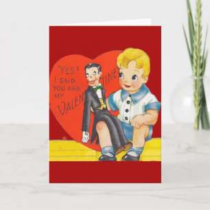 Cartão De Festividades Namorado Vintage Retro & Boneco de Ventriloquo no