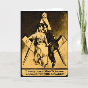 Cartão De Festividades Namorados Antiquado de Amor Masônico Freemason Sq