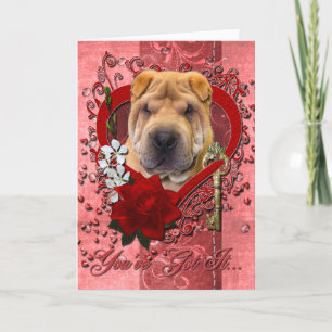 Cartão De Festividades Namorados - Chave do Meu Coração - Shar Pei