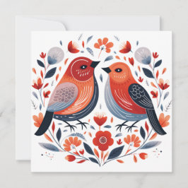 Cartão De Festividades Namorados de aves amadoras escandinavas