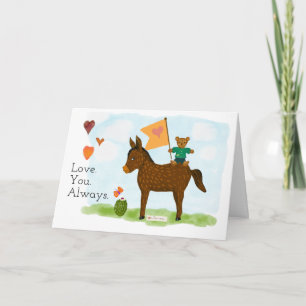 Cartão De Festividades Namorados de bandeira do coração do urso-burro