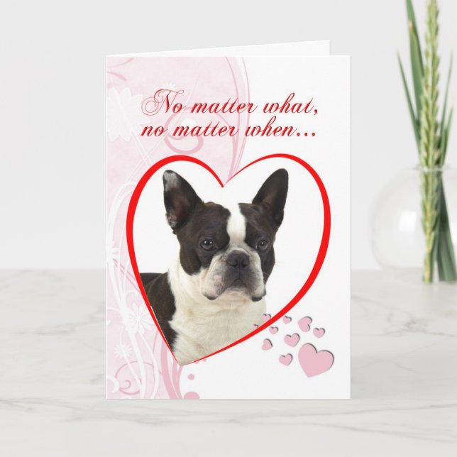 Cartão De Festividades Namorados de Boston Terrier (Frente)