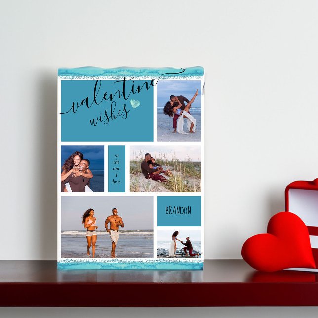 Cartão De Festividades Namorados de Colagem de Fotos Deseja a Que Amo (Photo Collage Valentines Card to the one I love)
