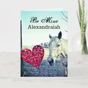 Cartão De Festividades Namorados de Coração Vermelho de Cavalo Branco Ser