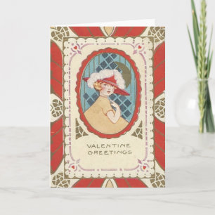 Cartão De Festividades Namorados de Estilo Vintage Deco