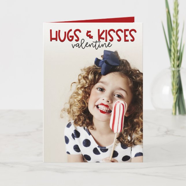 Cartão De Festividades Namorados de Fotografia da Família Hugs e Kisses (Frente)