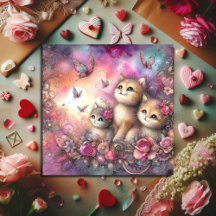 Namorados de Gatinhos de Aquarela, cor-de-rosa, br