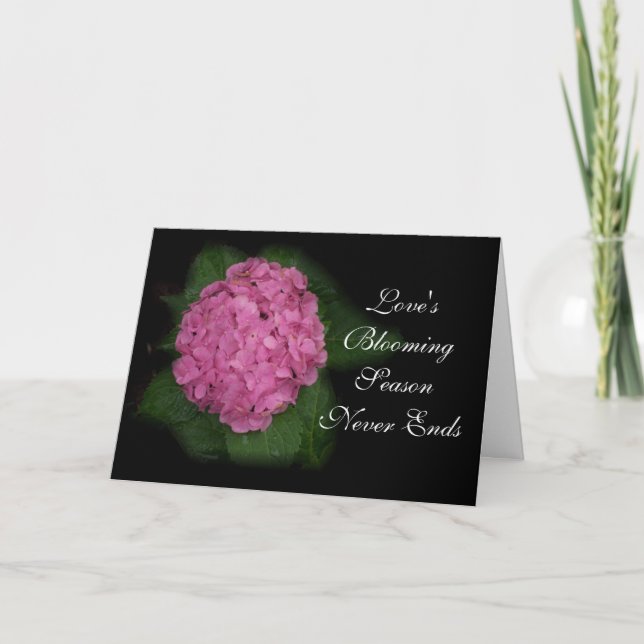 Cartão De Festividades Namorados de Hydrangea rosa (Frente)