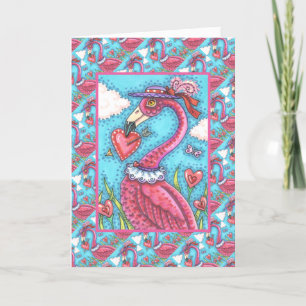 Cartão De Festividades Namorados DE PINK FLAMINGO CORAÇÃO, AMOR BIRD WHIM