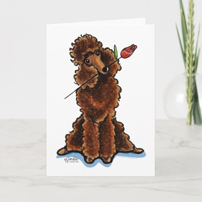 Cartão De Festividades Namorados de Poodle de Chocolate Doce (Frente)