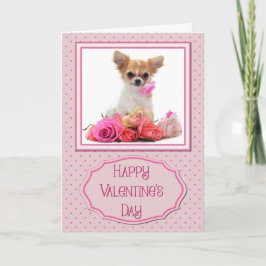 Cartão De Festividades Namorados de puppy e Rosas