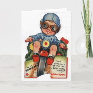 Cartão De Festividades Namorados do Little Biker Boy Vintage
