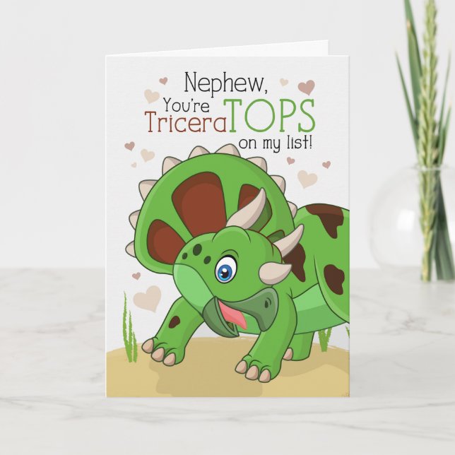 Cartão De Festividades Namorados do Nephew TriceraTOPS Dinossauro (Frente)