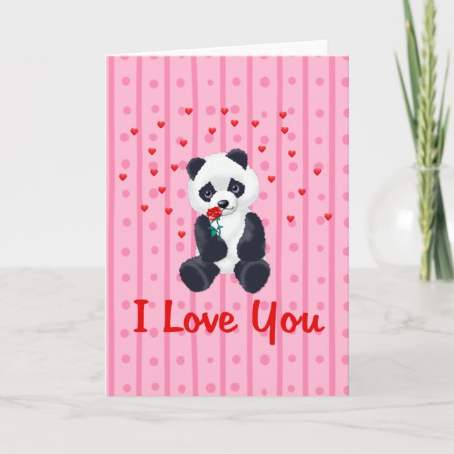 Cartão De Festividades Namorados do urso de panda (Frente)