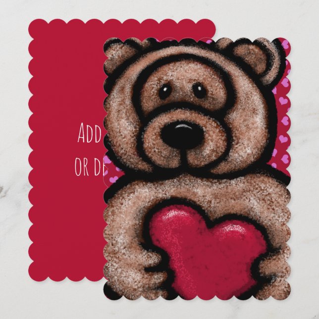 Cartão De Festividades Namorados do Urso felpudo (Frente/Verso)