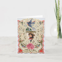 Cartão De Festividades Namorados do Victorian do vintage, pássaro & rosa