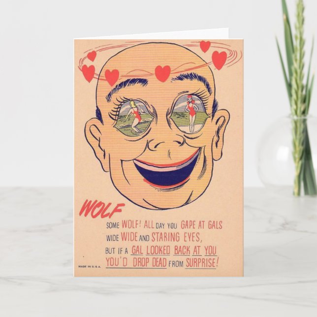 Cartão De Festividades Namorados do vinagre do vintage - lobo, (Frente)