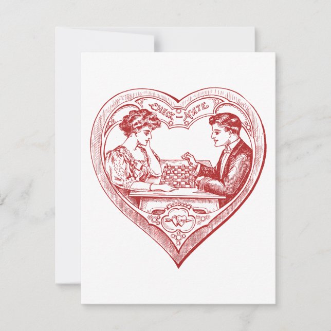 Cartão De Festividades Namorados dos Jogadores de Xadrez Edwardian (Frente)