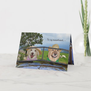 Cartão De Festividades Namorados Engraçado de Cães para Sweetheart
