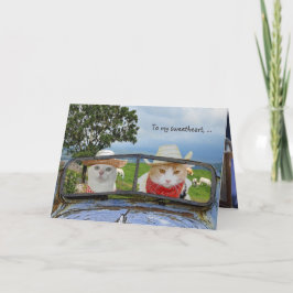Cartão De Festividades Namorados Engraçado de Gato para Sweetheart