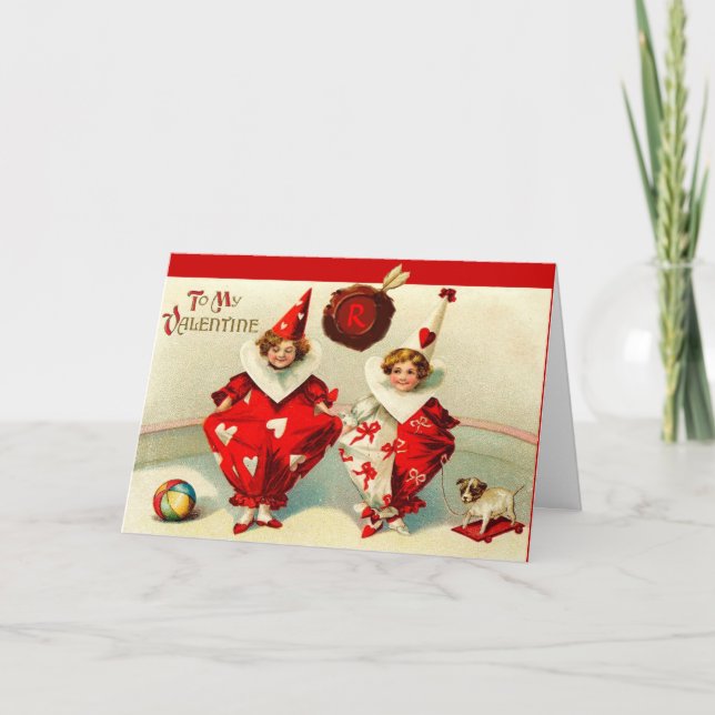 CARTÃO DE FESTIVIDADES NAMORADOS FILHO, MONOGRAMA DE SELO DE CERAS VERMEL (Frente)