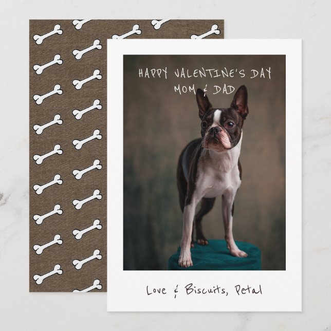 Cartão De Festividades Namorados Fotográfico Para Mãe E Pai Do Cachorro (Frente/Verso)