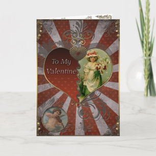 Cartão De Festividades Namorados - Garota com um buquê de flores.