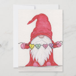 Cartão De Festividades Namorados Gnome com Heart Garland
