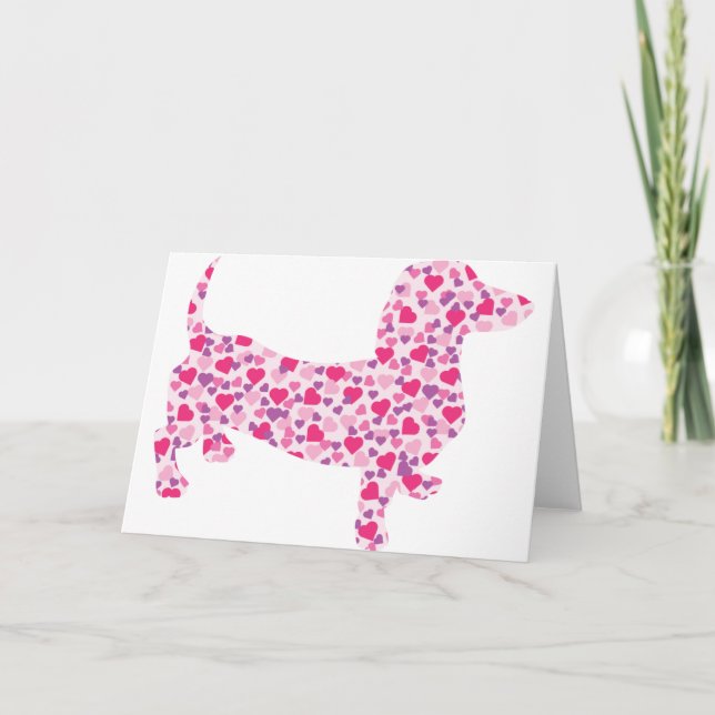 Cartão De Festividades Namorados Hearts Dachshund (Frente)