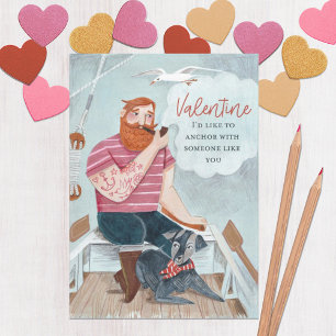 Cartão De Festividades Namorados Homem Bloqueado desenhado à mão