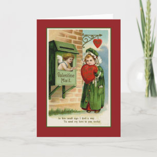 Cartão De Festividades Namorados Mail Vintage Heart Art