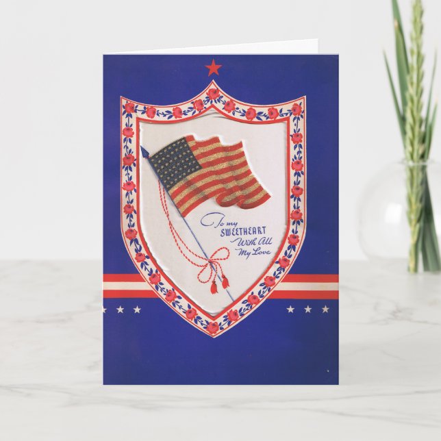 Cartão De Festividades Namorados Militar Vintage (Frente)