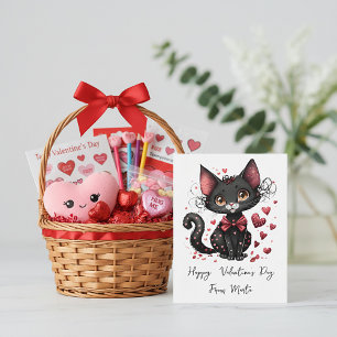 Cartão De Festividades Namorados personalizado de gato preto bonito
