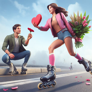 Cartão De Festividades Namorados Rollerblading divertido para ele