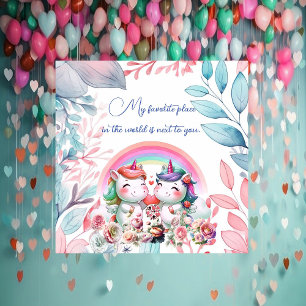 Cartão De Festividades Namorados Românticos de Casal Unicorn Favoritos