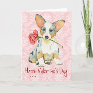 Cartão De Festividades Namorados Rosa de Cardigan Welsh Corgi