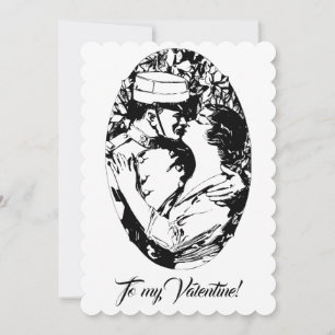 Cartão De Festividades Namorados-soldado Vintage Edwardian, mulher branca