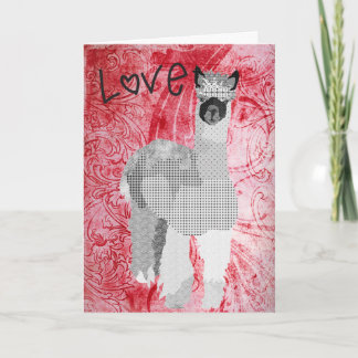 Cartão De Festividades Namorados vermelhos do amor da alpaca